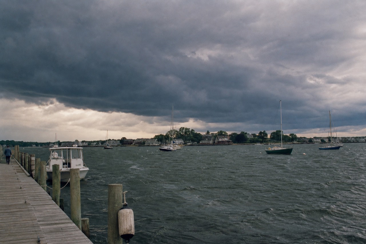 Storm clouds gathering over Key West harbor, no text, no logos, no people
